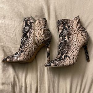 Mob Wife Snake Skin Ankle Boots